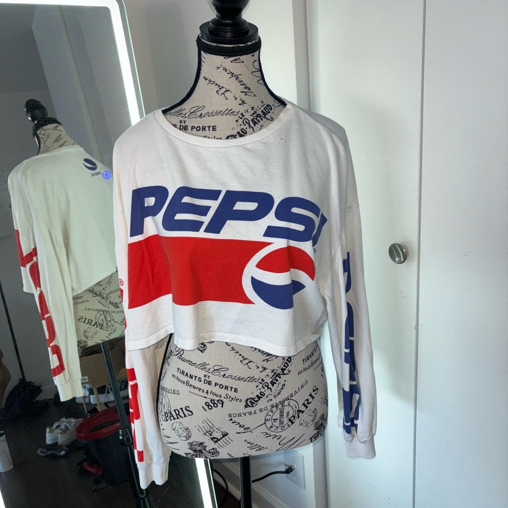 Pepsi White and Red Logo Crop Top